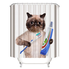 Load image into Gallery viewer, Funny Cat Take A Bath Printed 3d Bath Curtains Waterproof Polyester Fabric Washable Bathroom Shower Curtain Screen With Hooks
