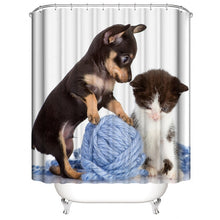 Load image into Gallery viewer, Funny Cat Take A Bath Printed 3d Bath Curtains Waterproof Polyester Fabric Washable Bathroom Shower Curtain Screen With Hooks