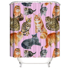 Load image into Gallery viewer, Funny Cat Take A Bath Printed 3d Bath Curtains Waterproof Polyester Fabric Washable Bathroom Shower Curtain Screen With Hooks