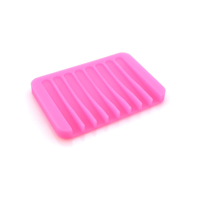 Silicone Bathroom Soap Dish Storage Holder Plate Tray Drain Soapbox